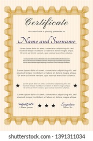 Orange Sample Certificate. Retro design. Customizable, Easy to edit and change colors. Easy to print. 