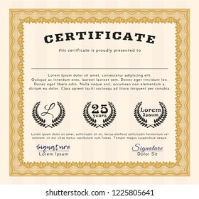 Orange Sample Certificate. Superior design. Customizable, Easy to edit and change colors. With great quality guilloche pattern. 