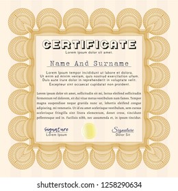 Orange Sample Certificate. Vector illustration. Easy to print. Retro design. 