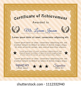 Orange Sample COrange Diploma template. With guilloche pattern and background. Customizable, Easy to edit and change colors. Sophisticated design. ertificate. Money design. Customizable, Easy to edit 