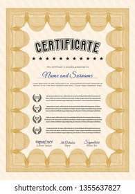 Orange Sample Diploma. Artistry design. Easy to print. Customizable, Easy to edit and change colors. 