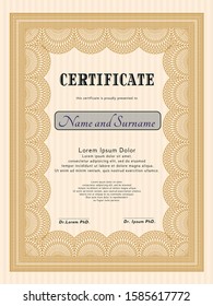 Orange Sample Diploma. With background. Excellent design. Customizable, Easy to edit and change colors. 