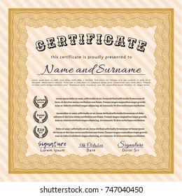 Orange Sample Diploma. Cordial design. Customizable, Easy to edit and change colors. Easy to print. 