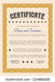 Orange Sample Diploma. Detailed. Easy to print. Modern design. 