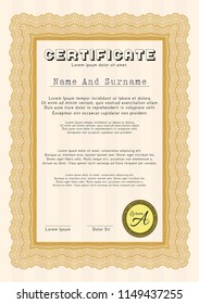 Orange Sample Diploma. Easy to print. Nice design. Customizable, Easy to edit and change colors. 