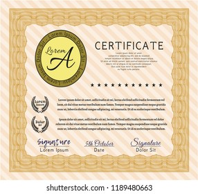 Orange Sample Diploma. Easy to print. Modern design. Customizable, Easy to edit and change colors. 