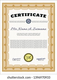 Orange Sample Diploma. Easy to print. Nice design. Detailed. 