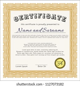 Orange Sample Diploma. Elegant design. Customizable, Easy to edit and change colors. With linear background. 