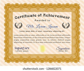 Orange Sample Diploma. Elegant design. Customizable, Easy to edit and change colors. Printer friendly. 