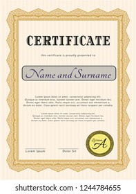 Orange Sample Diploma. Excellent design. Complex background. Customizable, Easy to edit and change colors. 