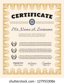 Orange Sample Diploma. Excellent design. Detailed. Easy to print. 