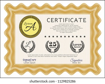 Orange Sample Diploma. Lovely design. Customizable, Easy to edit and change colors. Complex background. 