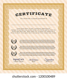 Orange Sample Diploma. Lovely design. Easy to print. Customizable, Easy to edit and change colors. 