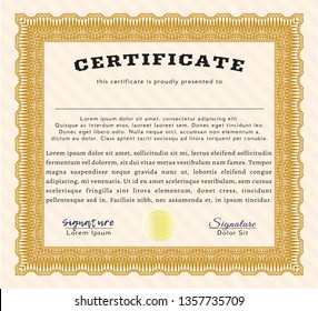 Orange Sample Diploma. Modern design. With complex background. Detailed. 