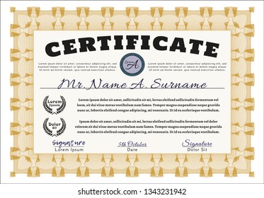 Orange Sample Diploma. Money design. With quality background. Customizable, Easy to edit and change colors. 