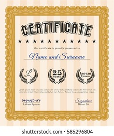 Orange Sample Diploma. Perfect design. Printer friendly. Detailed. 