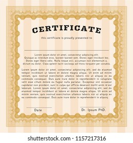 Orange Sample Diploma. Retro design. Customizable, Easy to edit and change colors. With complex background. 