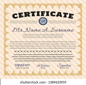 Orange Sample Diploma. Superior design. Detailed. With quality background. 
