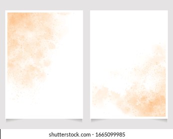 orange sand beach watercolor wash splash 5x7 invitation card background template collection