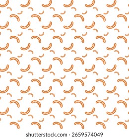 Orange Sausage Pattern on a White Background With Playful Repeated Design