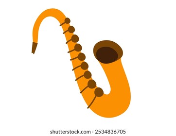 orange saxophone with brown keys, showcasing a simplistic and playful style for music posters, banners, education