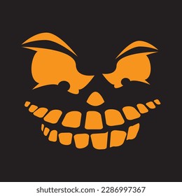Orange scary expression on black background like Halloween feels great for the desktop or smartphone home screen.