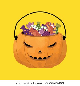 Orange Scary Halloween Pumpkin Illustration