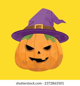 Orange Scary Halloween Pumpkin Illustration