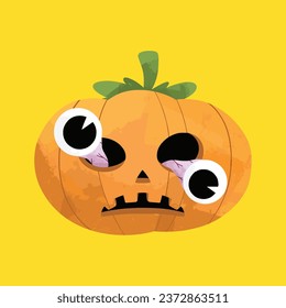 Orange Scary Halloween Pumpkin Illustration