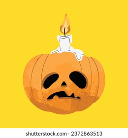 Orange Scary Halloween Pumpkin Illustration