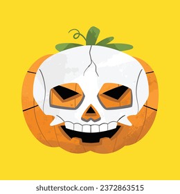 Orange Scary Halloween Pumpkin Illustration