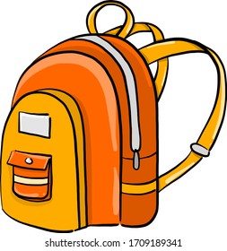 Orangefarbene Schultasche, Illustration, Vektorillustration auf weißem Hintergrund