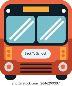 Orange school bus with back to school text on windshield transportation vehicle