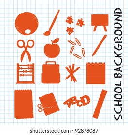 Orange school icons isolated over white background.vector illustrator