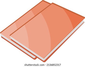 Orangefarbene Schulbücher, Illustration, Vektorgrafik auf weißem Hintergrund.