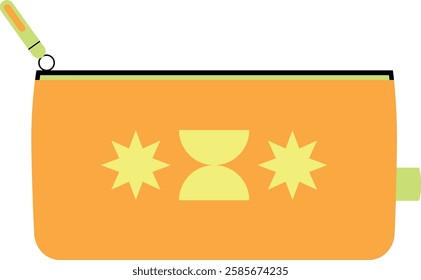 Orange school pencil case. Isolated vector illustration in flat style.