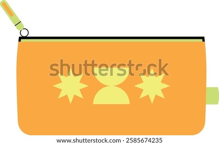 Orange school pencil case. Isolated vector illustration in flat style.