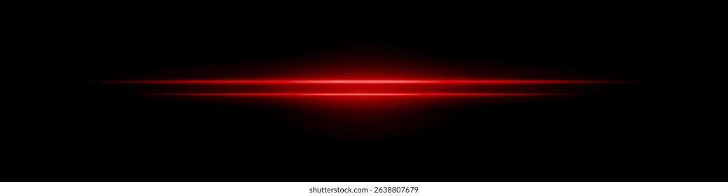 Orange sci-fi beam. Two horizontal glowing lines with central bright core and radial fade. Dark background gives tech feel. Suitable for energy, laser, futuristic design.