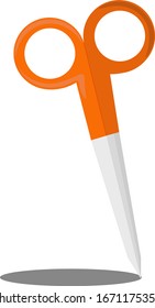 Orange scissors, illustration, vector on white background.