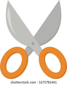 Orange scissors, illustration, vector on white background.