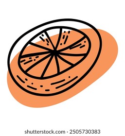 Elemento de diseño de doodle simple dibujado a mano de rebanada naranja 
