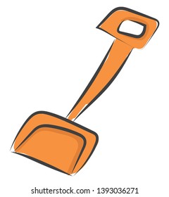 An orange scoop with a long handle vector color drawing or illustration