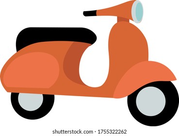 Orange scooter, illustration, vector on white background