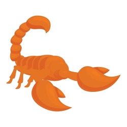 Orange scorpion raising claws, prepared to attack and sting