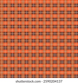 Orange Scotland textile seamless pattern. Fabric texture check tartan plaid. Abstract geometric background for cloth, card, fabric. Monochrome graphic repeating design. Modern squared ornament.