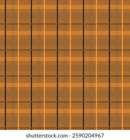 Orange Scotland textile seamless pattern. Fabric texture check tartan plaid. Abstract geometric background for cloth, card, fabric. Monochrome graphic repeating design. Modern squared ornament.