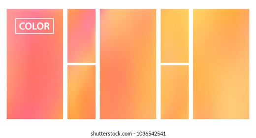 Orange screen gradient set with modern abstract backgrounds. Colorful fluid cover for poster, banner, flyer and presentation. Template with screen gradient set for screens and mobile app. Soft color.