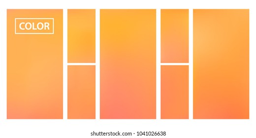 Orange screen gradient set with modern abstract backgrounds. Colorful fluid cover for poster, banner, flyer and presentation. Template with screen gradient set for screens and mobile app. Soft color.