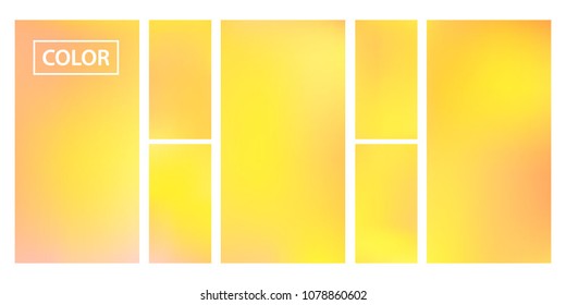 Orange screen gradient set with modern abstract backgrounds. Colorful fluid cover for poster, banner, flyer and presentation. Template with screen gradient set for screens and mobile app. Sunset color