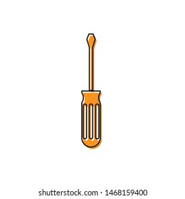 Orange Screwdriver icon isolated on white background. Service tool symbol.  Vector Illustration